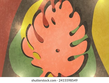 Autumn background. Colorful vector poster illustration. Monstera leaves. Exotic plants, art print for beauty, fashion and natural products, health and events.