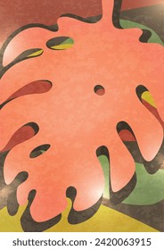 Autumn background. Colorful vector poster illustration. Monstera leaves. Exotic plants, art print for beauty, fashion and natural products, health and events.