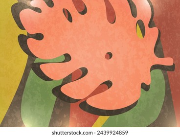 Autumn background. Colorful vector poster illustration. Monstera leaves. Exotic plants, art print for beauty, fashion and natural products, health and events.