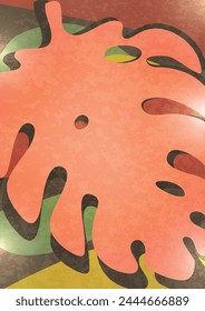Herbstlicher Hintergrund. Bunte Vektorgrafik Poster Illustration. Monstera geht. Exotische Pflanzen, Kunstdruck für Schönheit, Mode und Naturprodukte, Gesundheit und Veranstaltungen.