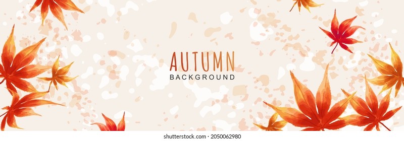 Autumn background and colorful watercolor leaves  Leaf fall  Japanese maple leaf  Vector illustration 
