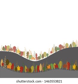 Autumn background with colourful leaves isolate on white  background