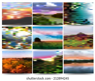 Autumn background composed of landscapes 
