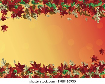 Autumn background with copy space. Abstract background lined with colorful autumn leaves. Suitable for invitations, advertising or web backgrounds, for example.