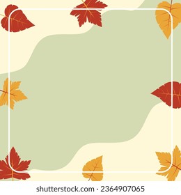 autumn background with copy space area, vector with waves and leaves pattern. design for banner, greeting card, flyer, social media, presentation, web.