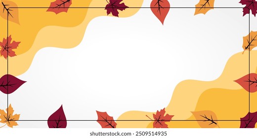 autumn background with copy space area, wave and leaf pattern design. design for banner, greeting card, flyer, social media, presentation, web.