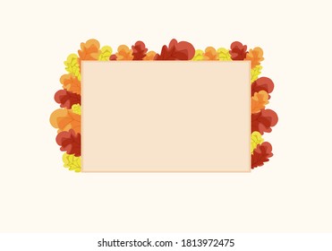 Autumn background and with copy space, vector leaf frame illustration, square frame and fall concept