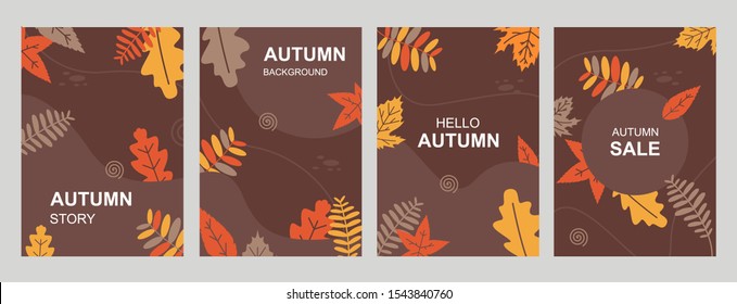 autumn background cover set. trendy and colorful