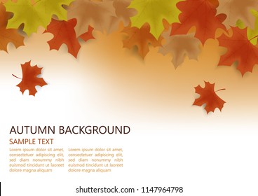 Autumn background decor with autumn maple leaves and space for text, advertising,brochure, leaflet, poster, banner. Vector illustration EPS10.