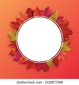 Autumn background decorate with falling leaves in modren style for shopping sale or promo poster and marketing leaflet or socail media banner. Square multipurpose background. Vector illustration 