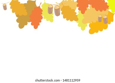 Autumn background, decorative frame, yellow leaves, vector illustration
