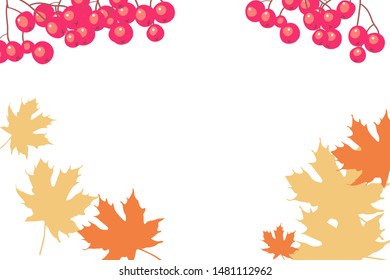 Autumn background, decorative frame, yellow leaves, vector illustration
