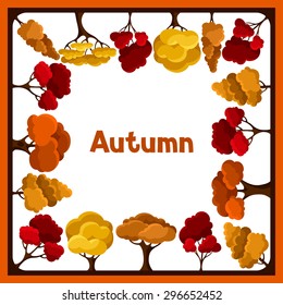 Autumn background design with abstract stylized trees.