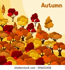 Autumn background design with abstract stylized trees.