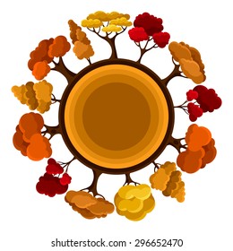 Autumn background design with abstract stylized trees.