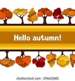 Autumn background design with abstract stylized trees.
