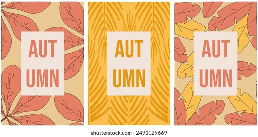 Fondo de otoño con hojas secas. Tema del parque forestal. Marco de otoño colorido. Estética de Vector plano puede utilizar cubiertas de impresión.