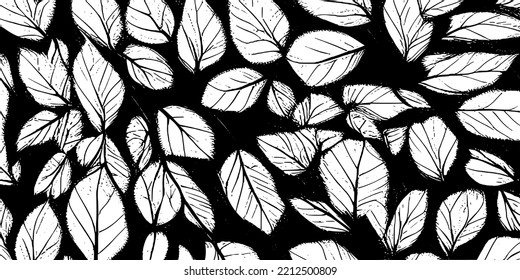 Autumn background of dry leaves, vector design, shades of gray