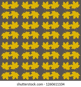 Autumn background. Fall leaves seamless vector pattern. Dark pink leaf silhouettes on orange. Acorns, oak tree, maple tree pattern. Fall background, Thanksgiving card, Seasonal prints, November, paper