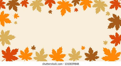 Autumn background with fall maple leaves frame design. Vector illustration. 