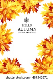 Autumn background with fall maple tree leaves. Vertical vector invitation banners with season foliage decorations and copy space