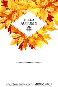 Autumn background with fall maple tree leaves. Vertical vector invitation banners with season foliage decorations and copy space
