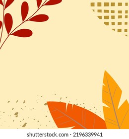 Autumn background. Fall season banner with leaves. Abstract floral poster design. Sale, Thanksgiving concept with leaves. Vector illustration.