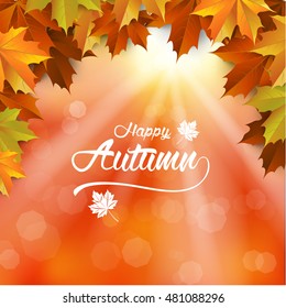 Autumn Background, Fall wallpaper, Autumn leaf, blur,Typography design, vector Illustration