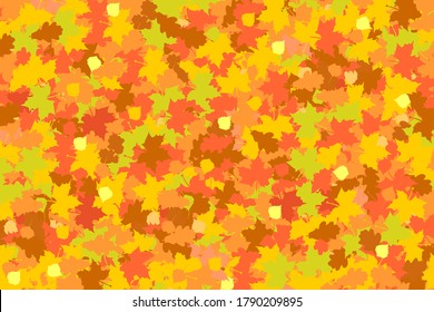 autumn background of fallen leaves of maple, oak and birch in yellow-red-orange colors