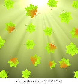 Autumn Background with Falling Leaves