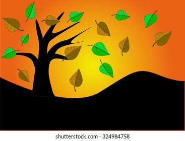 Autumn background with falling leaves
