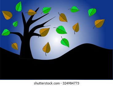 Autumn background with falling leaves
