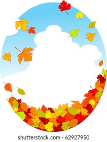 Autumn background with falling leaves