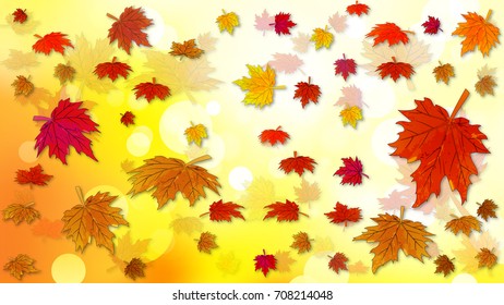 Autumn background with falling leaves