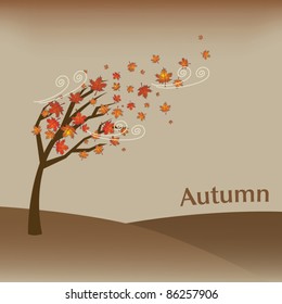 Autumn background with falling leaves