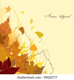 Autumn background with falling leaves corner