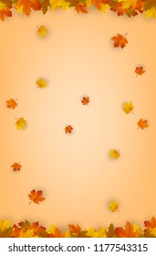 Autumn background with falling leaves. Red, yellow and orange autumn leaves. Vector illustration