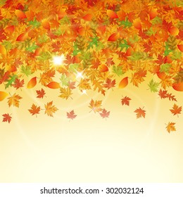 Autumn Background with Falling Leaves. Vector illustration