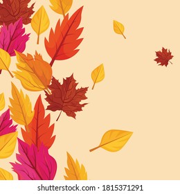 Autumn background with flat leaves