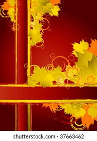 Autumn background with floral frame and leafs