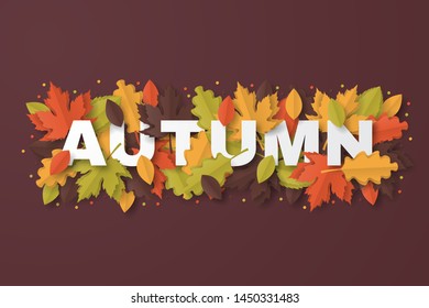 Autumn background with folded paper leaves. vector illustration