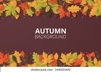 Autumn background with folded paper leaves. vector illustration