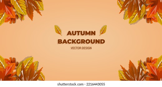 Autumn Background With Four Side Golden Leaves with Copy Space