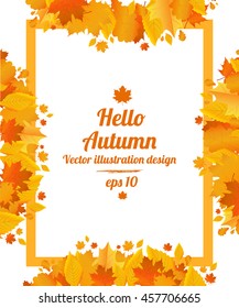 Autumn background with frame and foliage with space for your text. Vector illustration.