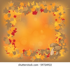autumn background with frame of maple leaves