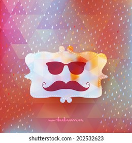 Autumn background with frame on hipster background made of triangles. And also includes EPS 10 vector