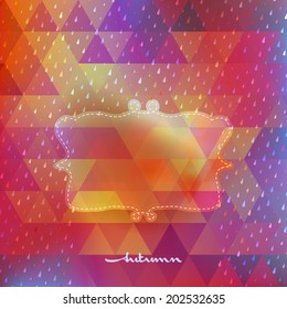 Autumn background with frame on hipster background made of triangles. And also includes EPS 10 vector
