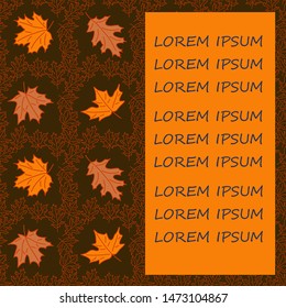 Autumn background, frame, outlines bright maple leaves, dark background, design for autumn season sale banner, poster or thanksgiving greeting card, festival invitation, vector . Place for text.