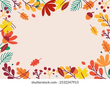 Marco de fondo de otoño en Vector, estilo plano.