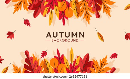 Autumn background frame in vector, flat style.